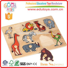2015 Best eco-friendly animal wooden puzzle with peg